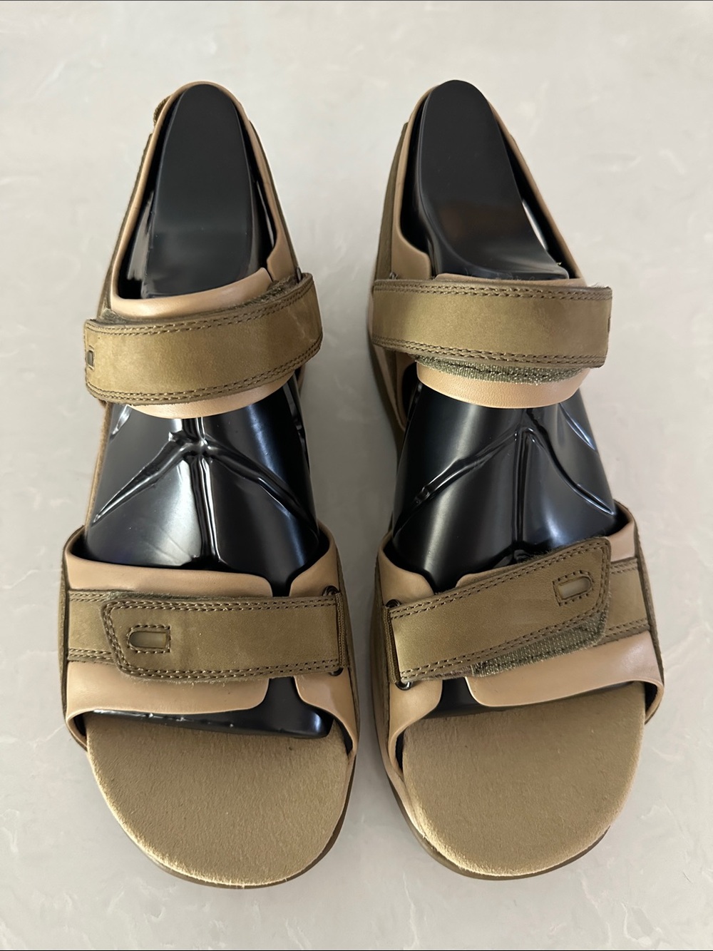Vintage Clarks Springers Leather & Nubuck Double Strap Sandals 9M